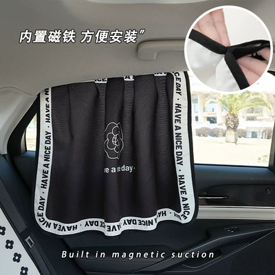 Black and white camellia car: Car curtains