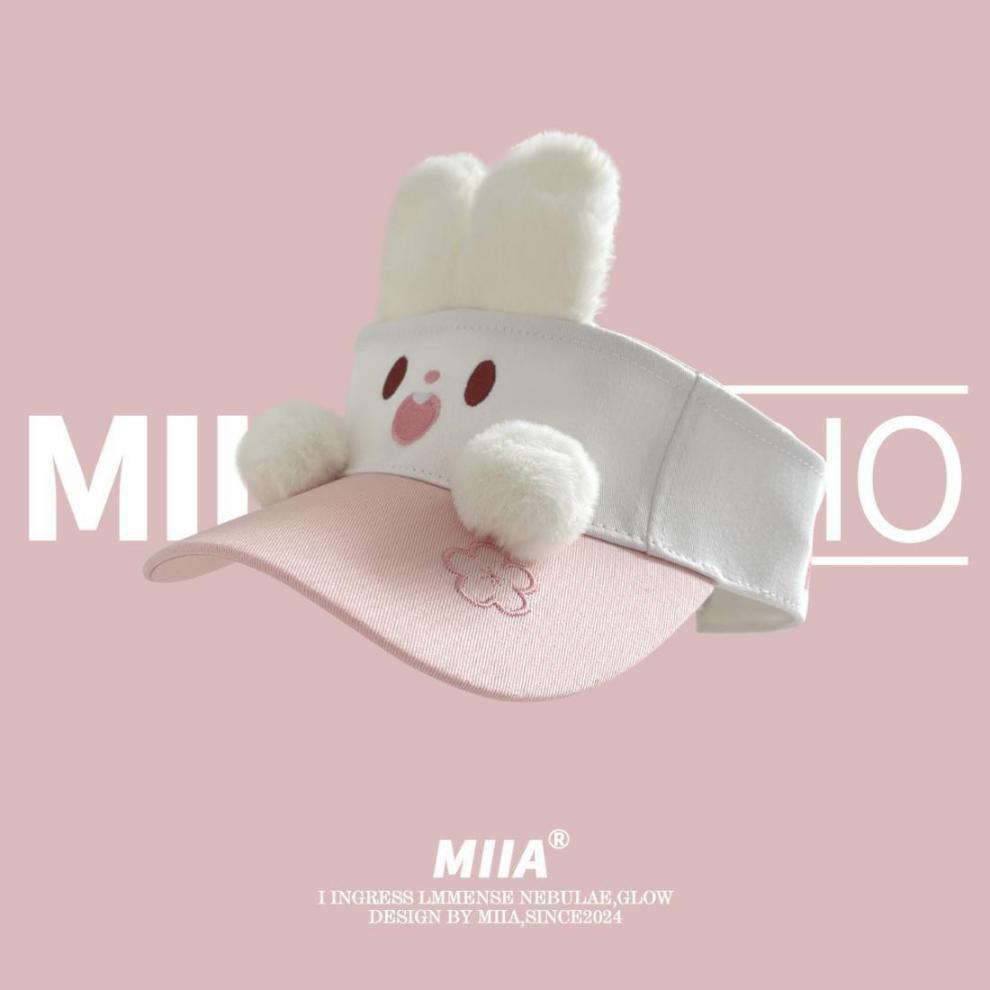 Sweet and Cute 3D Ears, Puppy Bunny, Summer Empty Top Children's Vacation Sunscreen Sun Hat, Sunshade Hat_voghion.com