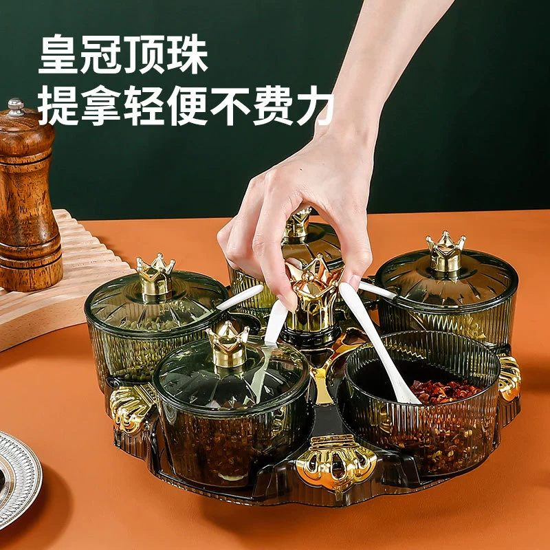 Набор из пяти предметов: роскошные вращающиеся баночки для специй, солонка, контейнер для куриного сока, антибактериальные и влагостойкие, прямые поставки с завода.