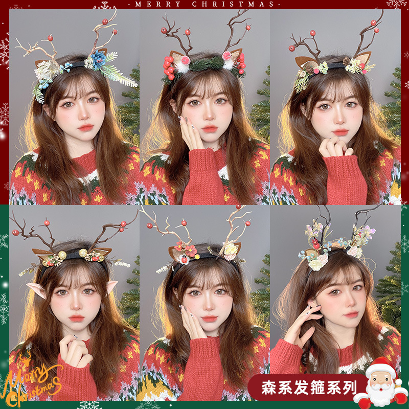 Christmas Headwear Antler Hairband Cute Mori Style Hair Accessories Luminous Hairpin Accessories Small Gift Jewelry Headband Hairpin