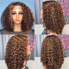 かつらの前のレースの欧米の対外貿易の長い巻きの髪のカバーのピアノの色のhuman hairのアフリカの小さい巻きのメーカーは卸売りします。