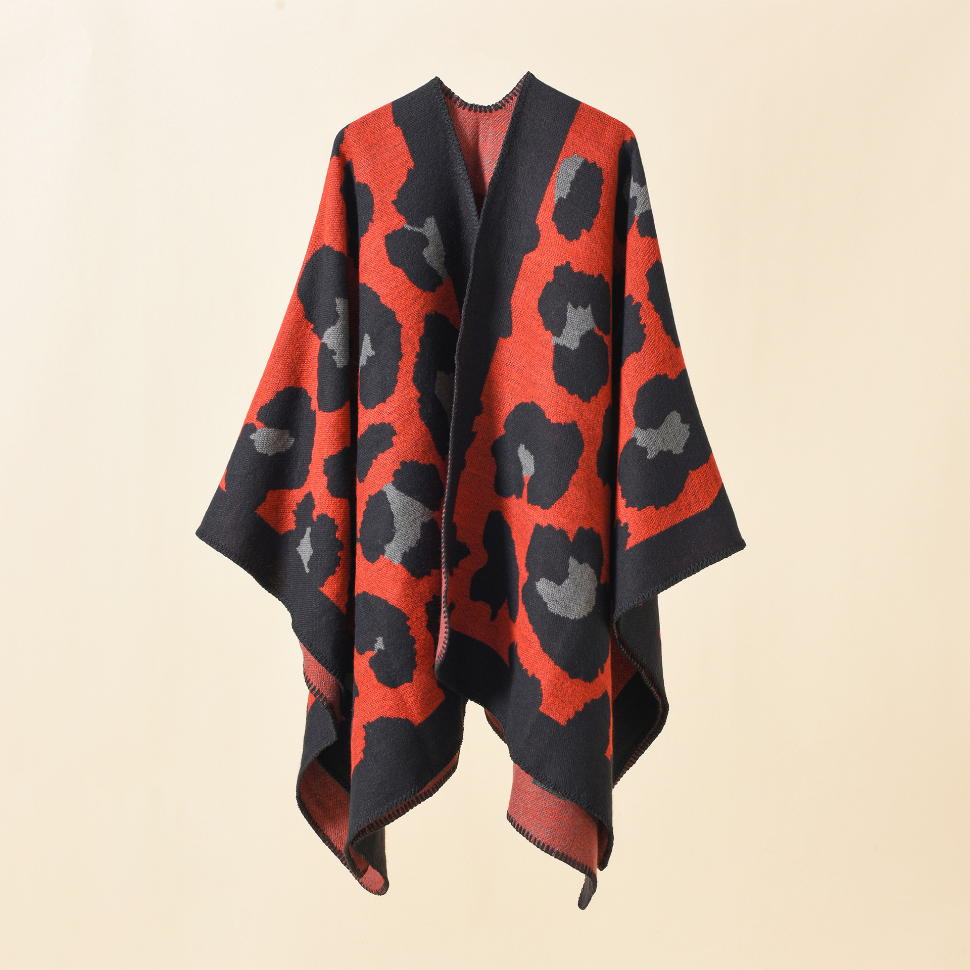 Primavera, otoño e invierno moda europea y americana cálido estampado de leopardo color a juego de las mujeres urdimbre multicolor simple chal