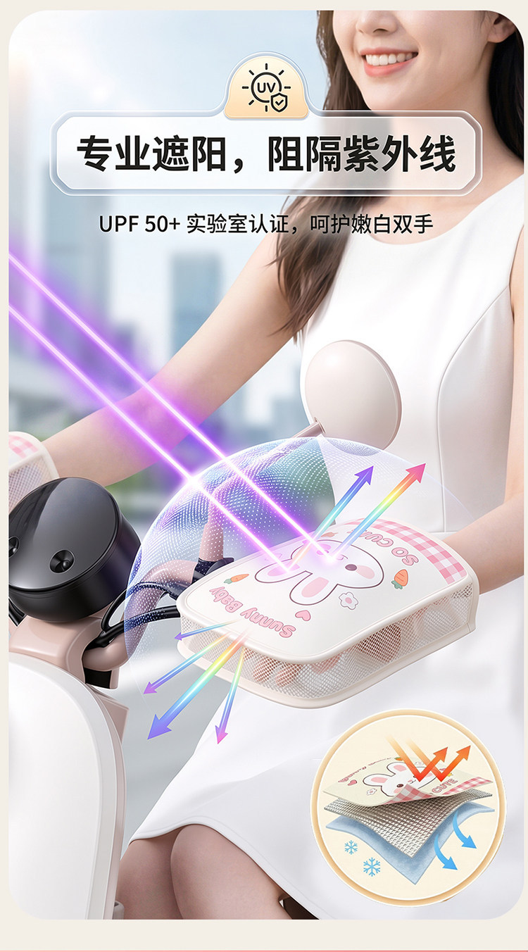 Electric Vehicle Sun Protection Gloves for Women, Summer Breathable Anti-Uv Motorcycle Handlebar Covers, Sunshade Hand Guards