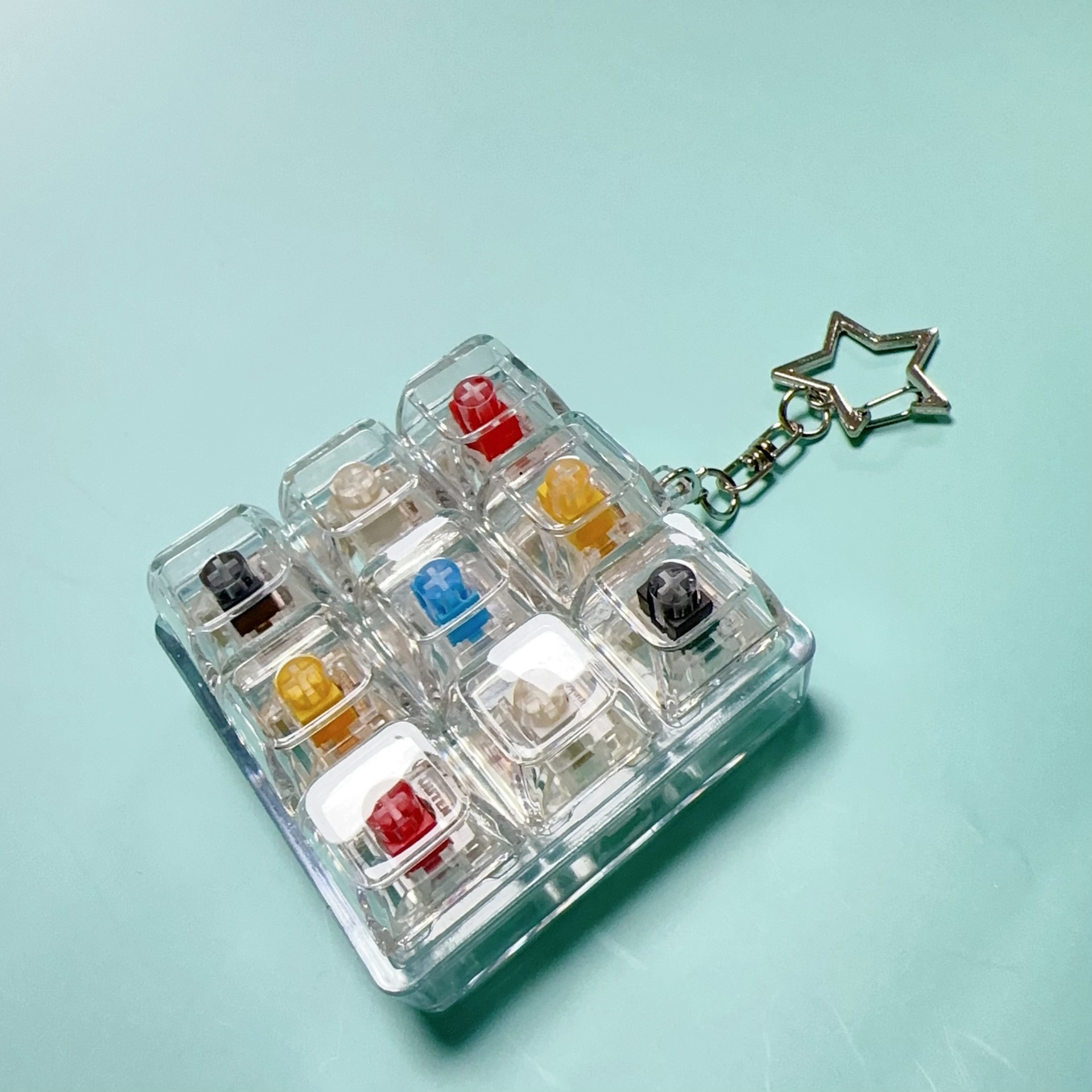 9-Key Decompression Button Pc High-Transparency Silicone Cat Paw Keyboard Stress Relief Pinch Button Keychain Toy