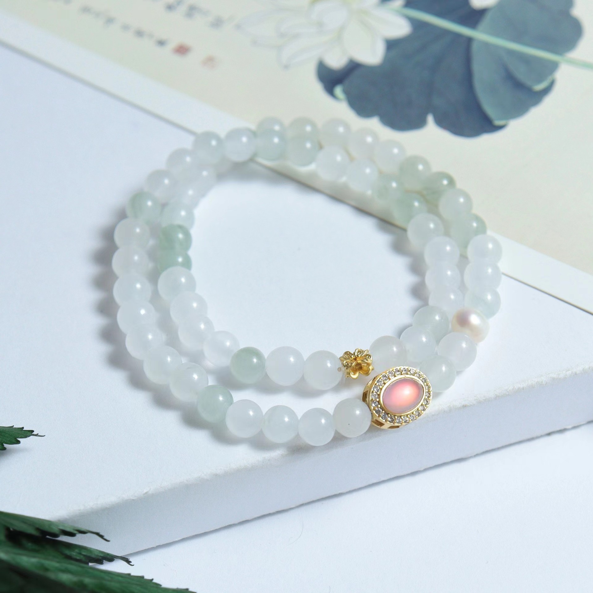 Tianshan pulsera de jade azul para mujeres Xinjiang oro jade blanco jade cuentas DIY multi anillo flotante calabaza pulsera al por mayor