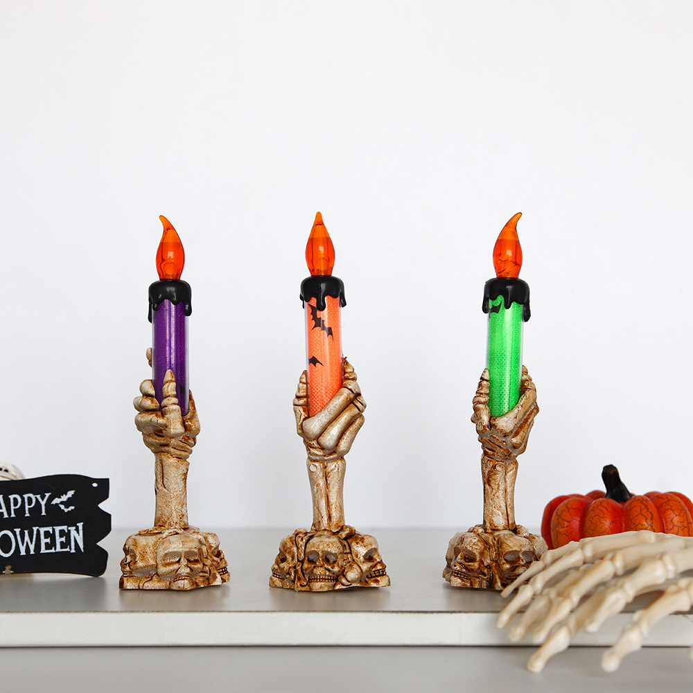 Lámpara de vela de Halloween lámpara de candelabrera accesorios de decoración de Halloween esqueleto lámpara de mano de Halloween lámpara de mano fantasma decoración creativa