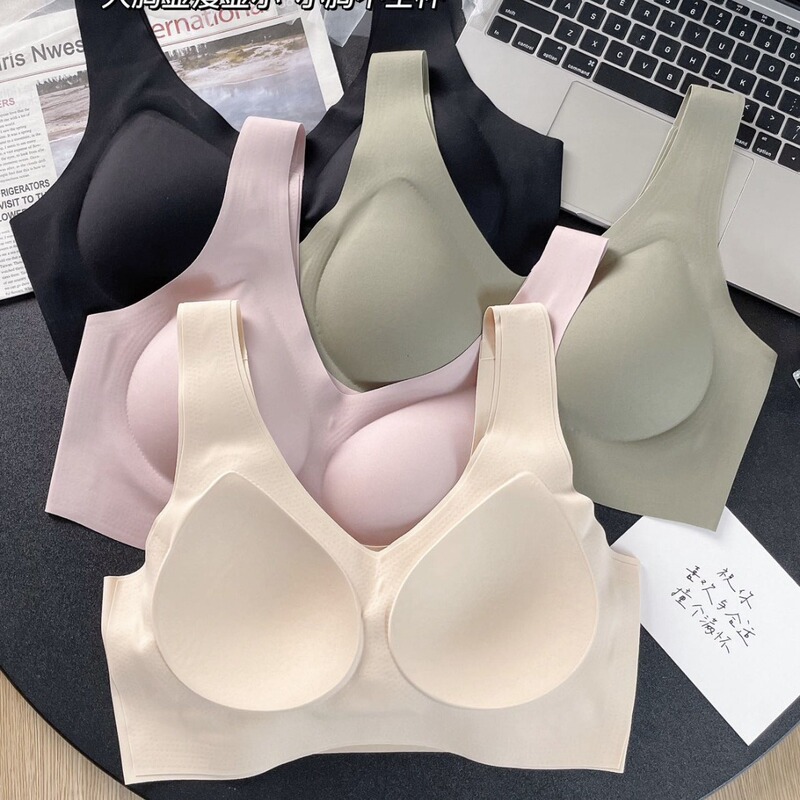 固定カップシームレス大きいサイズブラジャー、ノンワイヤー、女性の大きな胸と小さな胸、シームレスな女性用オールインワンベスト|undefined