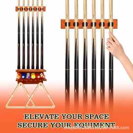 木质壁挂式台球杆放置架台球杆收纳架台球靠台墙面球杆架展示架