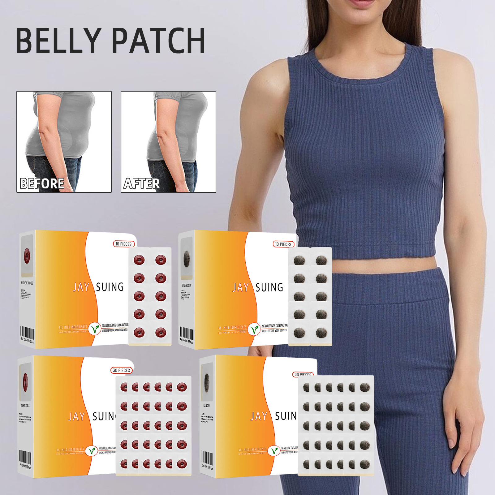 Jaysuing Herbal Body Shaping Belly Patch for Slimming Thighs and Tightening Waist, Lazy Person Shaping Belly Patch