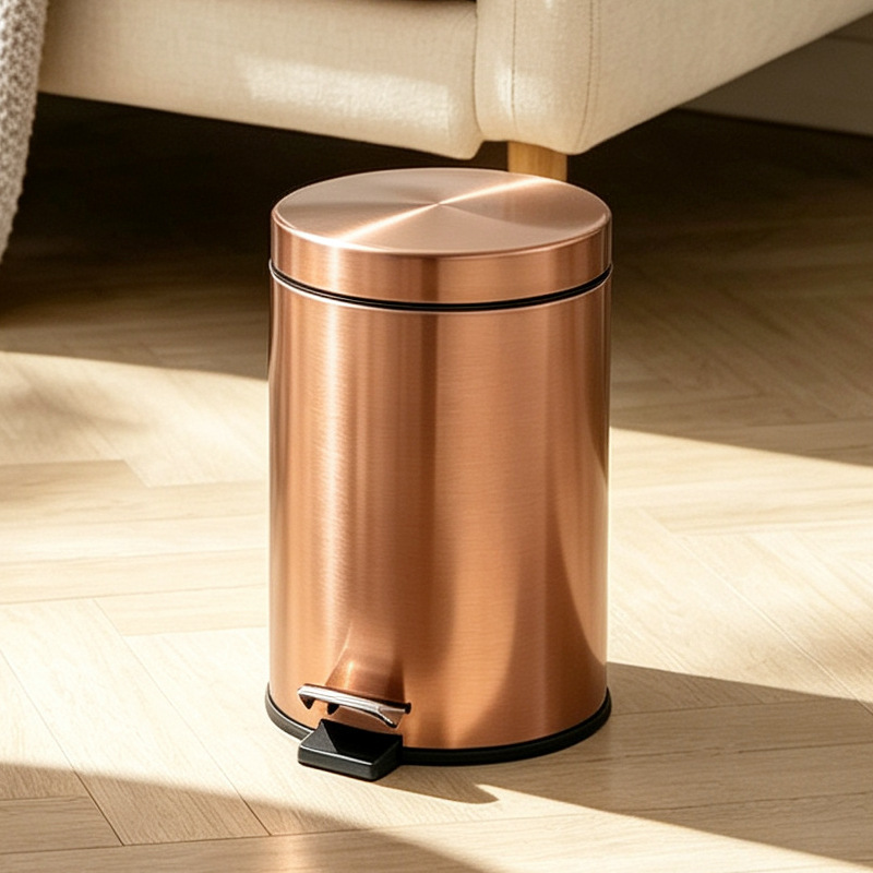 Cross-Border 3L Antique Bronze Foot-Operated Stainless Steel Trash Can with Lid for Home Use in Room or Bathroom, Round Foot-Pedal Waste Bin Cross-Border 3L Antique Bronze Foot-Operated Stainless Steel Trash Can with Lid for Home Use in Room or Bathroom, Round Foot-Pedal Waste Bin