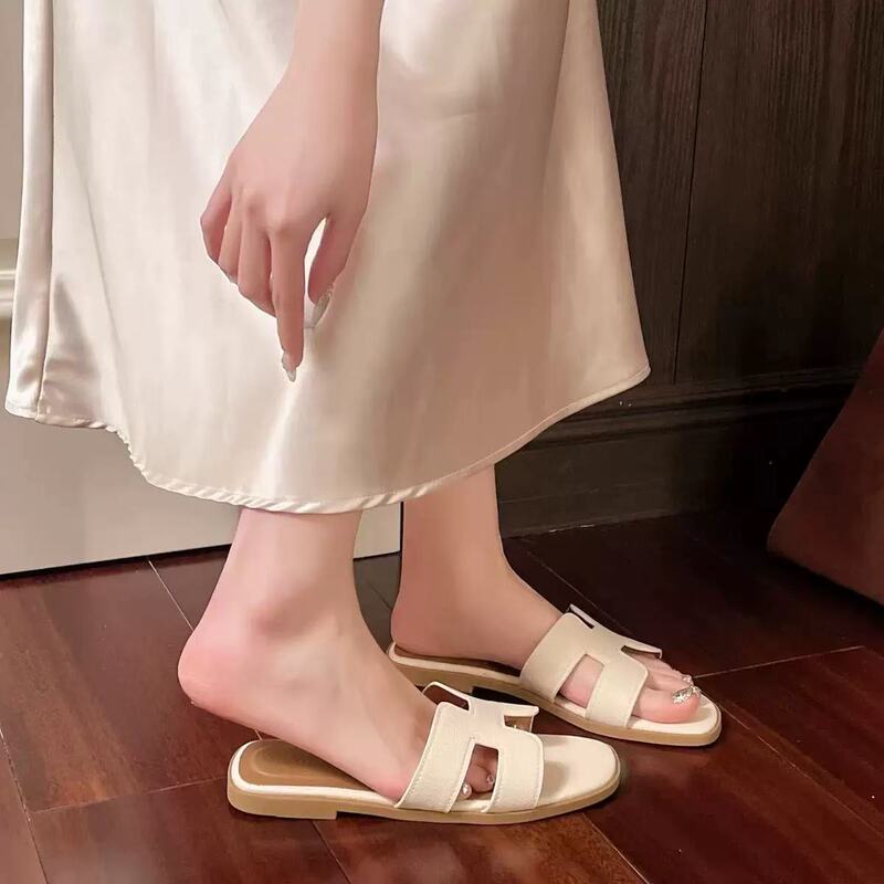 Rina ファッションソフトソールスリッパ女性のための 2025 夏の新しい韓国スタイルのスリッパフラットソールノンスリップシーサイドビーチ|undefined