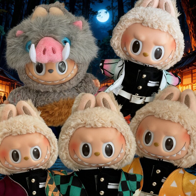 Labubu Baby Clothes Demon Slayer Baby Clothes First, Second and Third Generation Labubu Demon Slayer Kimetsu No Yaiba Zenitsu Demon Slayer Team Uniform Set