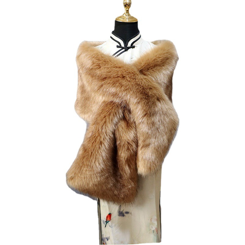 Autumn and winter cheongsam shawl plus generous warm imitation fur bride stage evening dress accessories waistcoat women's plush scarf
