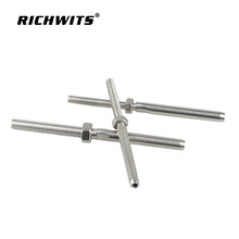 RICHWITS 不锈钢欧式直杆接线器  楼梯花篮钢丝绳压制快速连接件