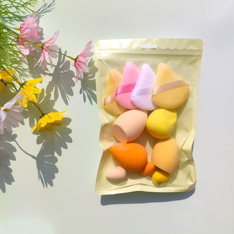 Explosiones transfronterizas 11 piezas 7 piezas de huevos de belleza flocado polvo combinado bolsas de color no comer polvo, huevos de belleza húmedos y secos image 10