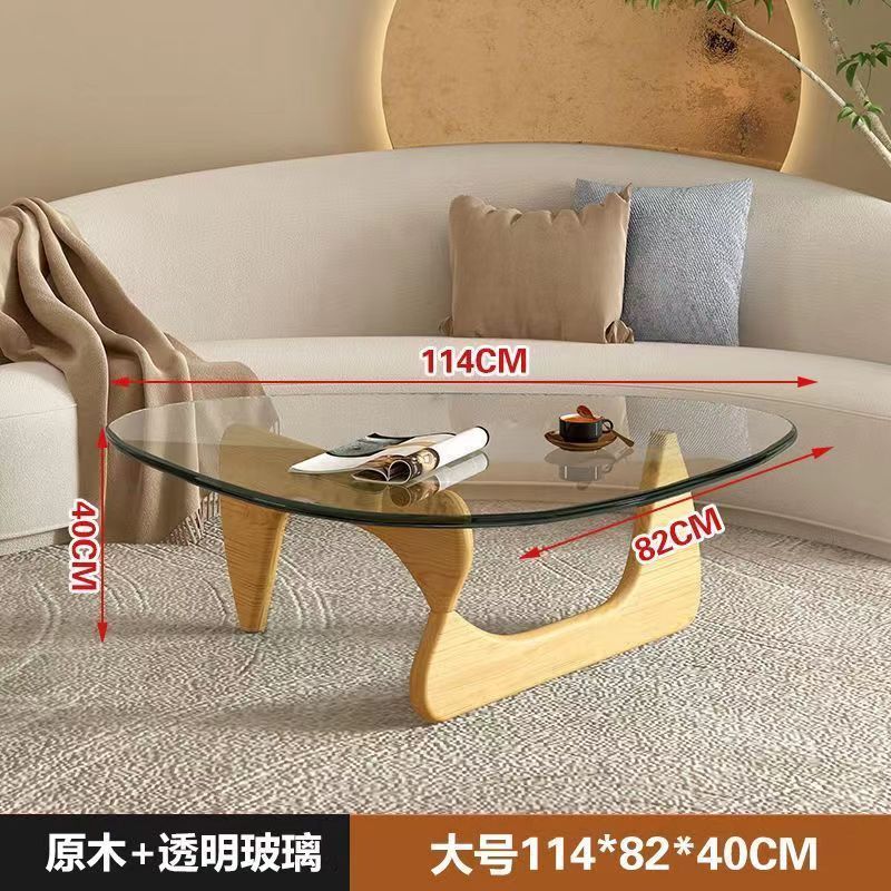 Mesa de té de vidrio temperado pequeña sala de estar minimalista doméstica moderna simple Noguchi Yong mesa de té redonda creativa