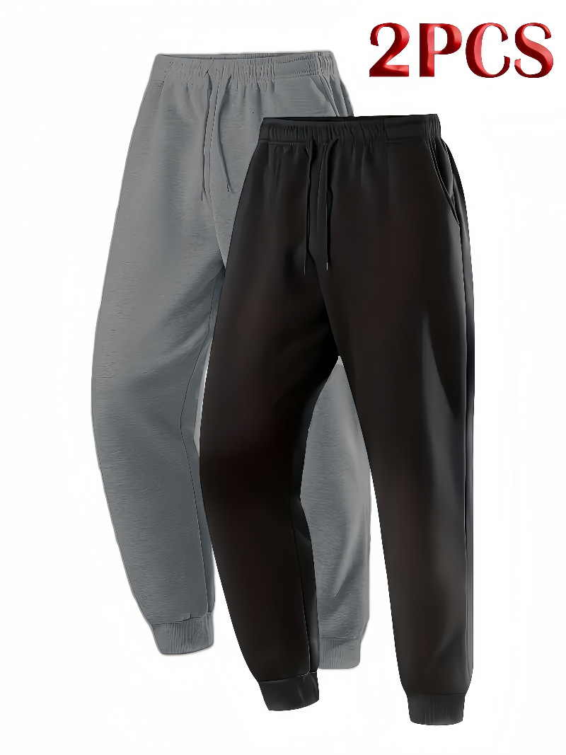 Transfronterizo tamaño europeo multi-pieza hombre moda ocio pantalones deportivos de invierno para correr pantalones deportivos de fitness pantalones de color sólido image 14