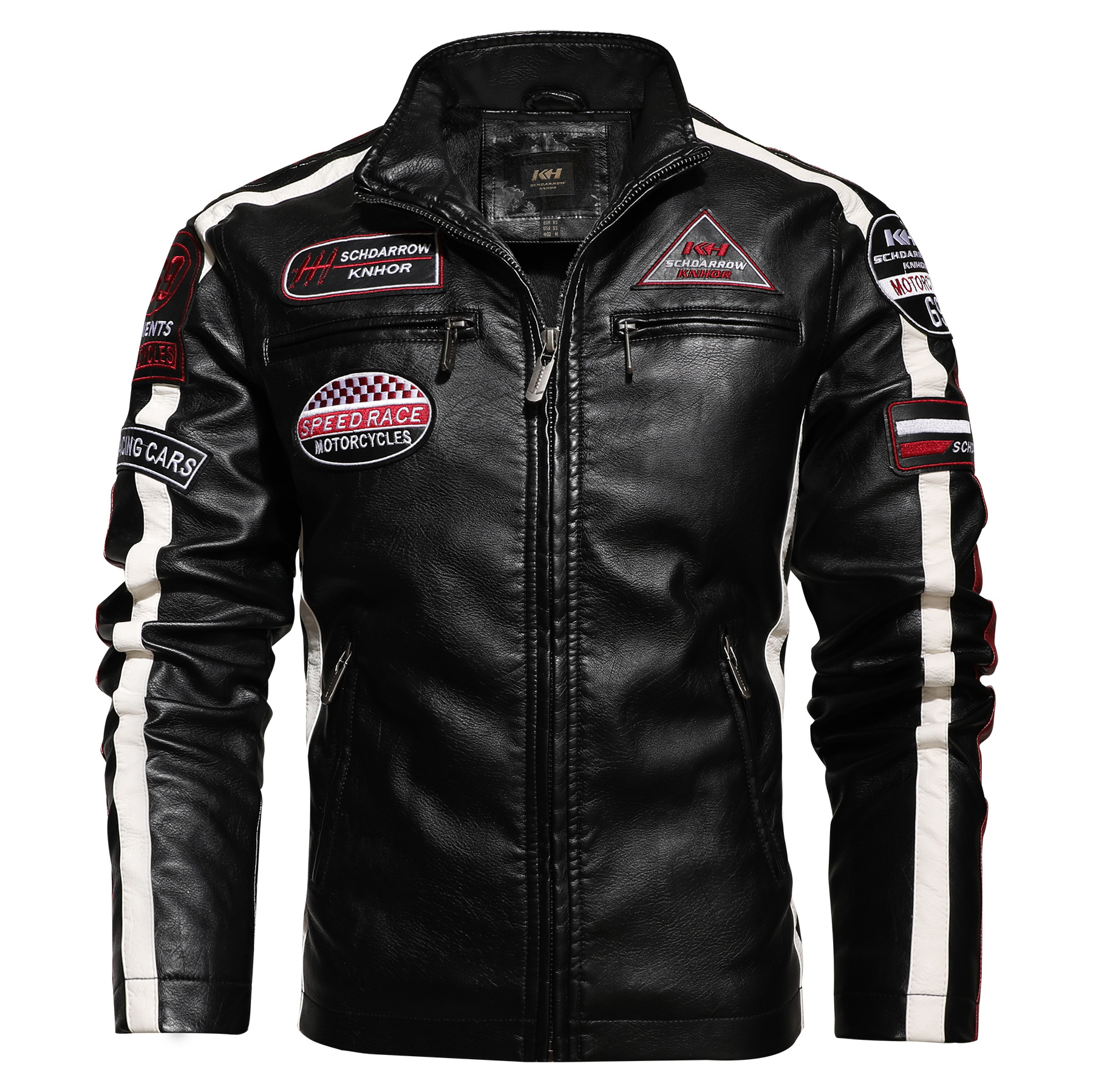 Herren Motorrad Lederjacke für Herbst und Winter, Street Wear, PU Samt Plus_voghion.com