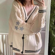 秋冬纯色长袖开衫女气质通勤欧美蝙蝠翼针织单排扣毛衣外套优雅