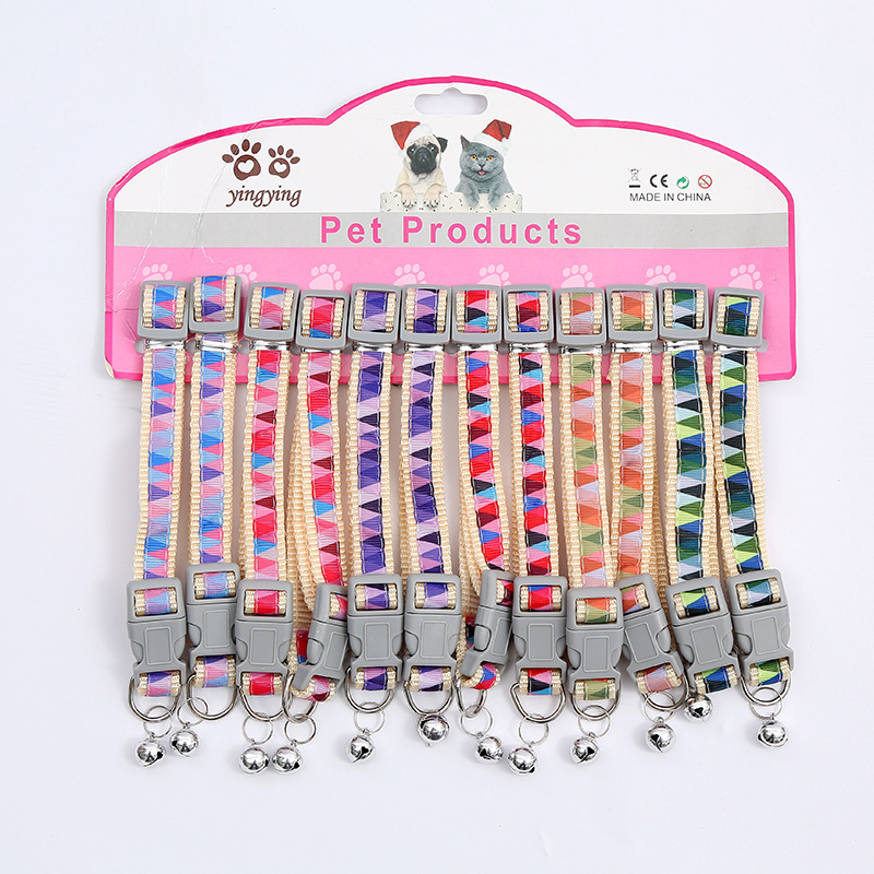 Transfronterizos nuevos collares de impresión de mascotas gatitos perros collares de dibujos animados coloridos 1.5 collares de mascotas pequeños al por mayor