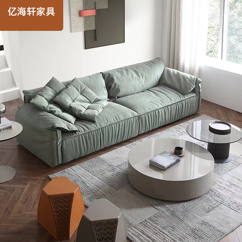 Sofá de terciopelo esmerilado con orejas de elefante, sofá relajante, sofá de tela de alta tecnología para sala de estar, muebles de madera maciza