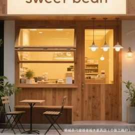 老榆木窗框实木上下折叠窗户咖啡店蛋糕店门窗复古木质推拉门窗