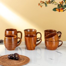 定制批发酸枣木啤酒木杯家用实木咖啡杯喝水马克杯大容量把手杯