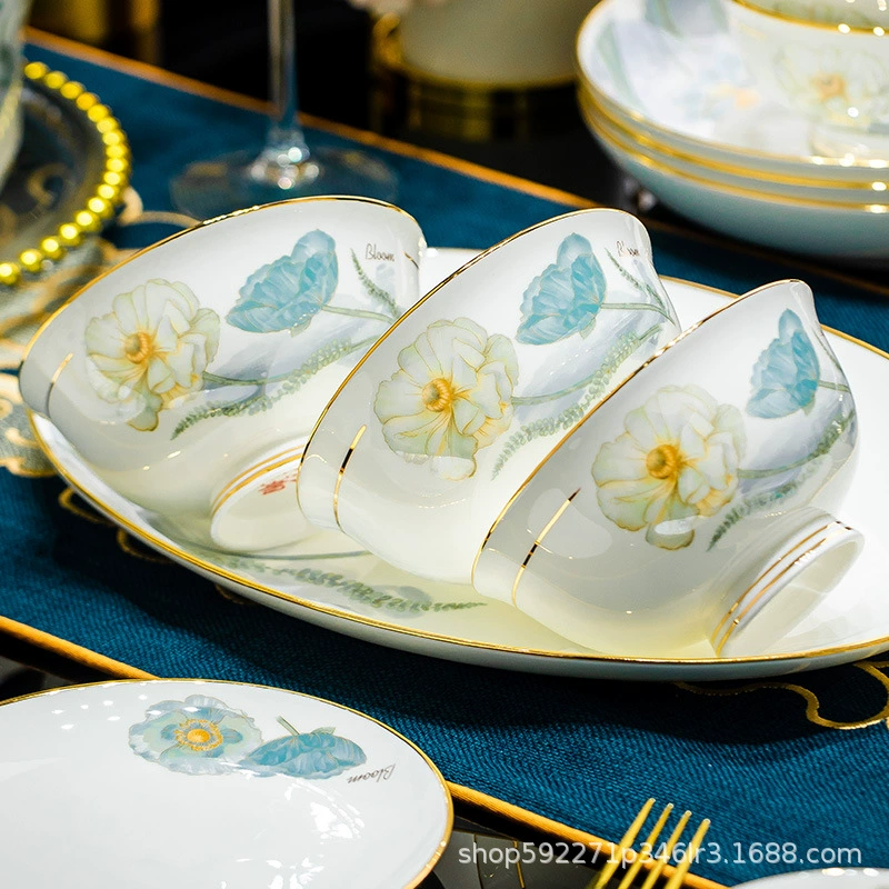 Set, ceramic high-end tableware, light luxury style, full set