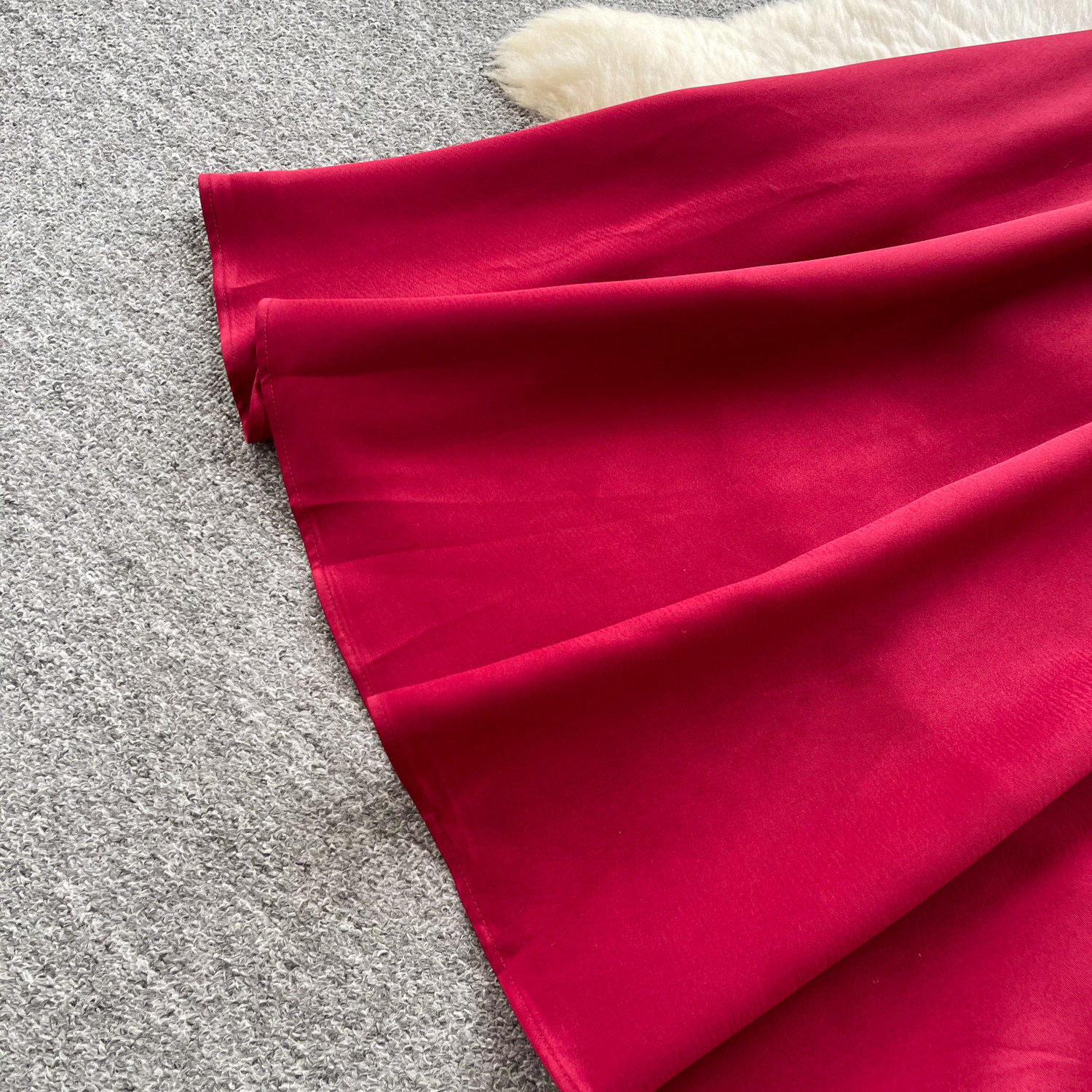 Women's Wine Red Bubble Sleeve Blouse And High-Waist Skirt Set - Elegant Office Wear Two Piece Outfit For Summer_ecoleips.com
