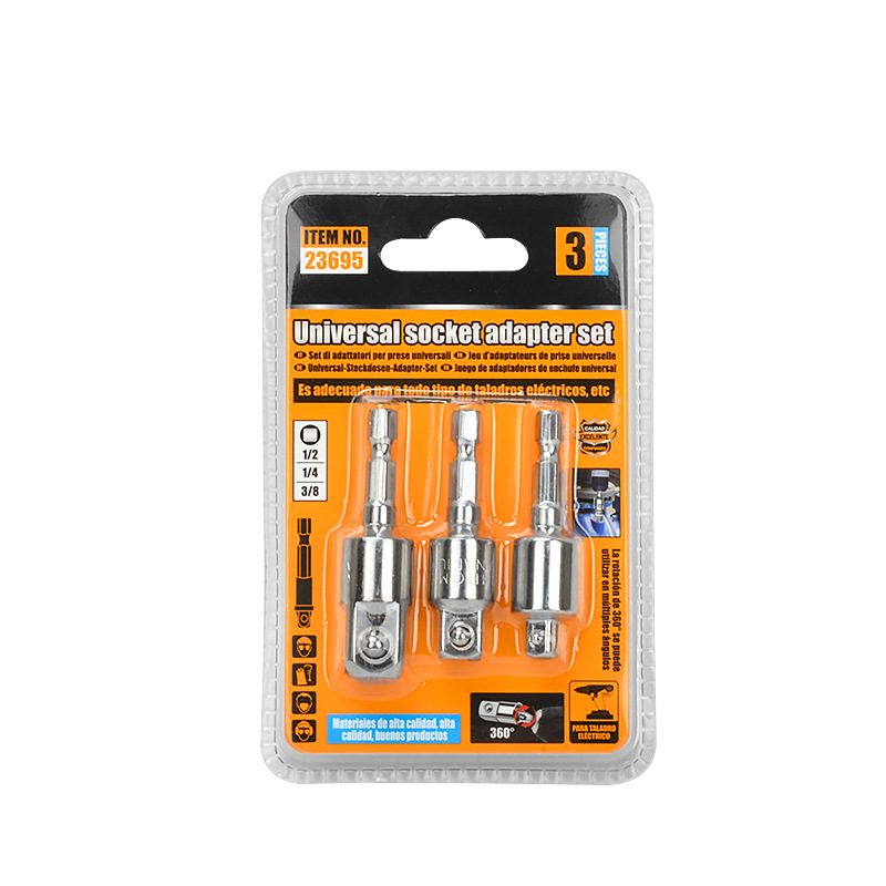 Bástago giratorio transfronterizo de 360 ° 1/4 3/8 1/2 adaptador de lote de viento Vástago hexagonal a cabezal cuadrado Vástago de conversión