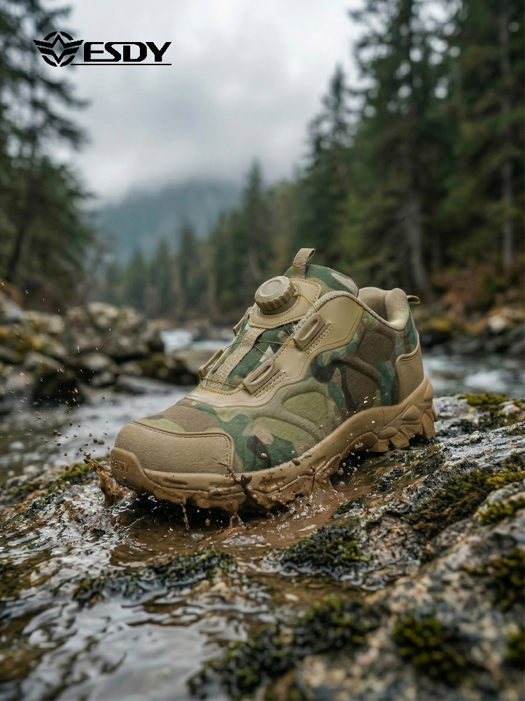Esdy Outdoor Hiking Shoes for Men, Professional Tactical Training Hiking Sports Shoes, Non-Slip, Wear-Resistant, Puncture-Proof Off-Road Shoes