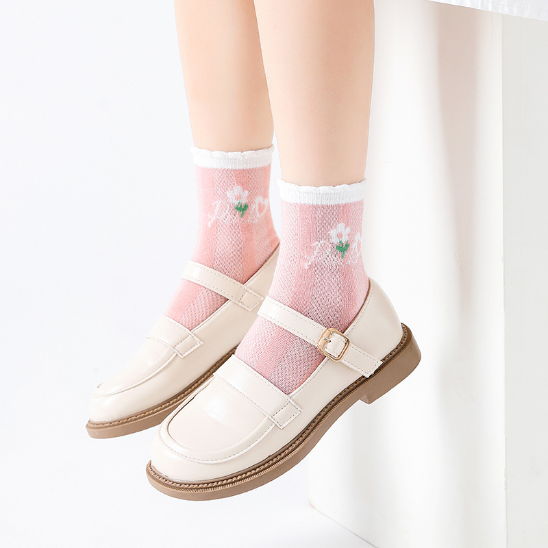 Calcetines de los niños delgados de la historieta de las muchachas del verano para 1-12 años Calcetines de los hombres y de las mujeres del algodón del color sólido de la malla del mediados de becerro