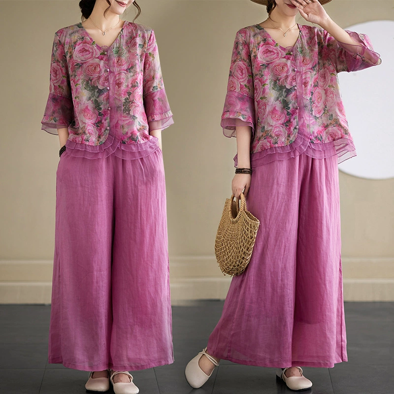 Рекордная съемка # ретро-литературная маленькая цветочная рубашка женская 2024 новая европейская пряжа, сшитая иностранная рубашка