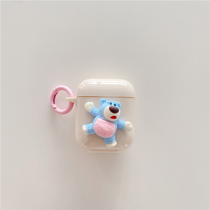Headphone Cover - Color Contrast Bear - Pink Circle - Khaki