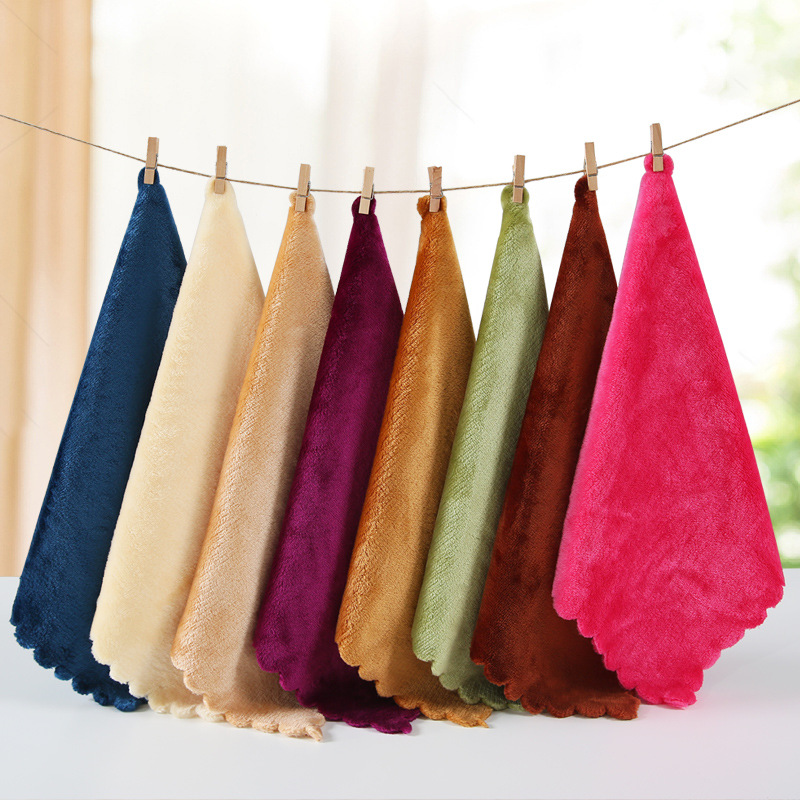 Thickened Double-sided Coral Fleece Rag Wipe Pet Towel Kitchen Housework Cleaning Dish Cloth Small Square Towel