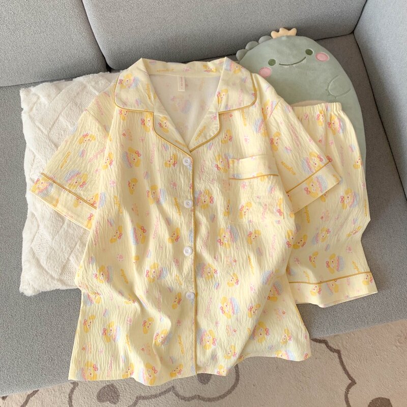 Cloud Cotton Pajamas for Women 2026 New Style Sweet and Cute Thin Short-Sleeved Shorts That Can Be Worn Outside Home Clothes Cartoon Cloud Cotton Pajamas for Women 2026 New Style Sweet and Cute Thin Short-Sleeved Shorts That Can Be Worn Outside Home Clothes Cartoon
