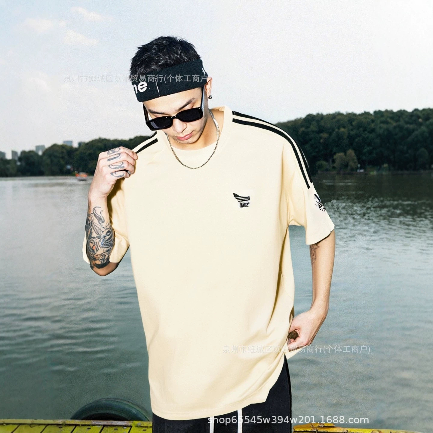 Heavyweight American-style short-sleeved summer new couple outfit loose round neck pure cotton sports casual unisex t-shirt
