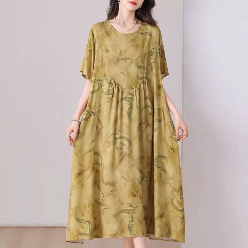Хлопковая длинная юбка, летняя пижама для мамы, с коротким рукавом, плюс сайз