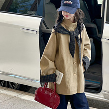 女童秋季韩系休闲连帽中长款风衣外套女大童时髦洋气儿童时尚秋装