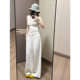 Long White Ramie Wide Leg Pants Women's Early Spring High Waist Cotton Linen Loose Straight Linen Casual Pants Women's Summer