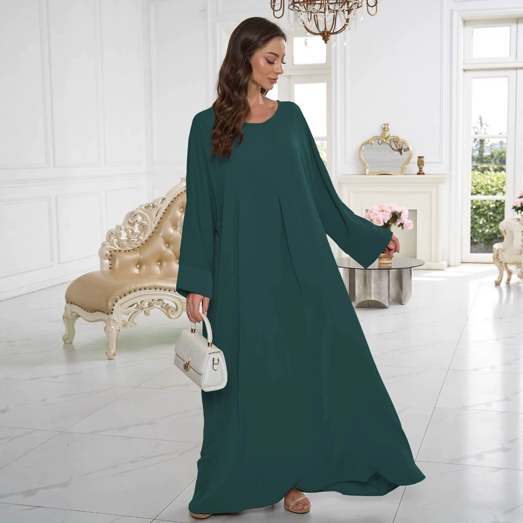 Новое мусульманское молитвенное платье с длинными рукавами и круглым вырезом, базовый наряд для молитвы, восточный халат для TikTok