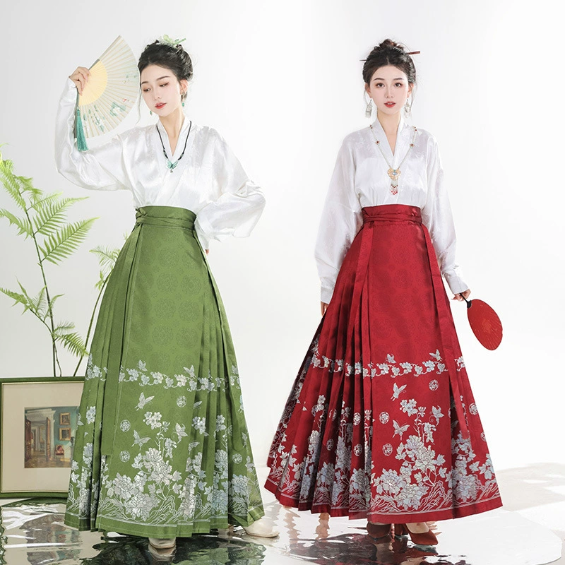 Luozhu Hanfu [Butterfly Love Flower] Новая китайская улитая юбка с конским лапшой с рубашкой с рукавами самолета