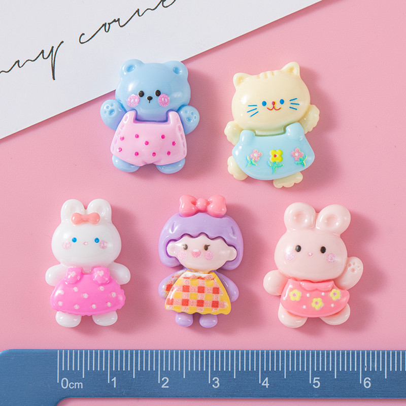 Nuevo dibujos animados niña conejo DIY crema pegamento resina accesorios pelo cuerda accesorios taza parche material hecho a mano