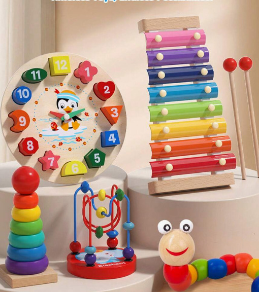 La educación temprana infantil de madera Meng tranquiliza la campana de la cama, el juguete orf, el bebé agarra la campana y sacude el conjunto de instrumentos musicales image 14