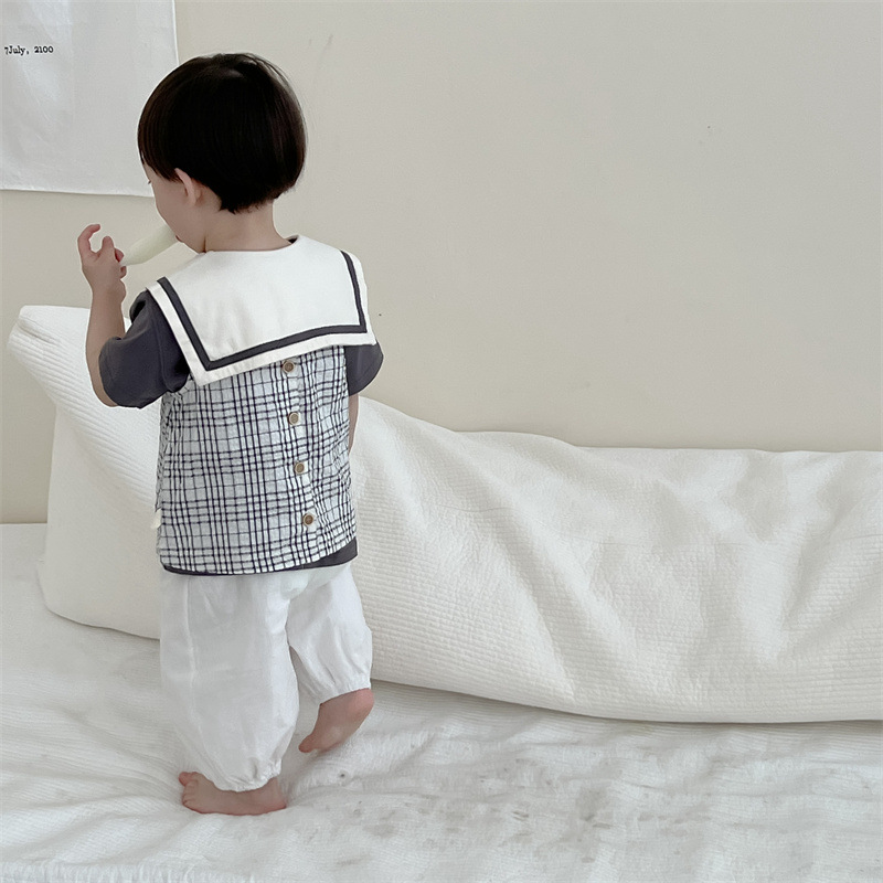 Bebé de verano delgado ropa de verano para niños 2024 ropa de verano coreana para niños set de solapa