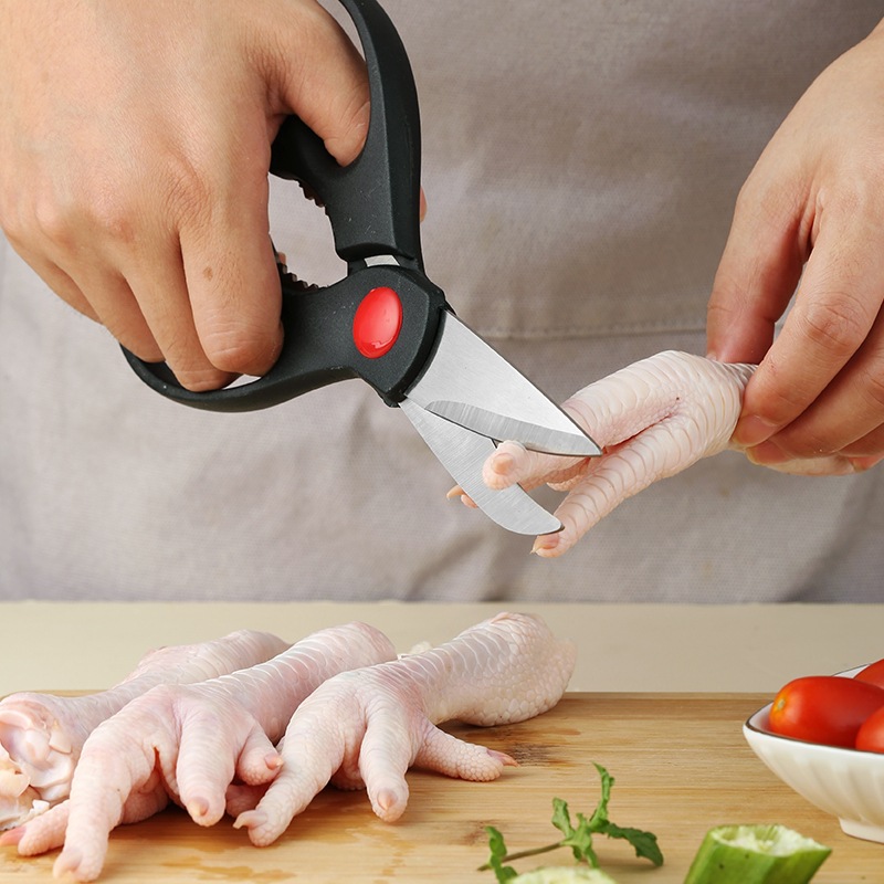 Kitchen Shears Household Multi-functional Stainless Steel Powerful Chicken Bone Shears Set of 3 Handmade Kitchen Shears