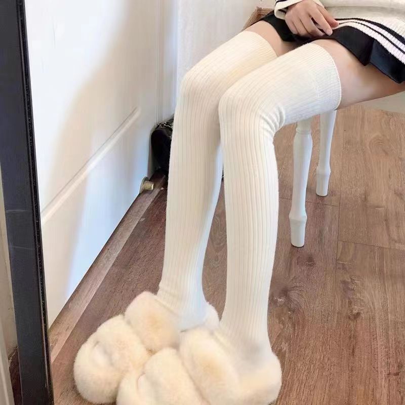 Women's socks autumn and winter solid color over-the-knee socks stockings thigh socks leg cover Japanese cute all-match Millennium hot girl style