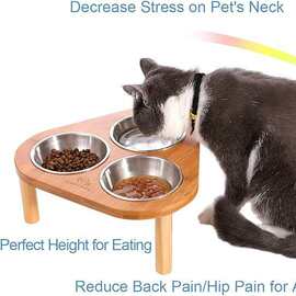 木质宠物碗架多碗猫食盆架子家用多猫咪喂食器防打翻木质猫食盆架