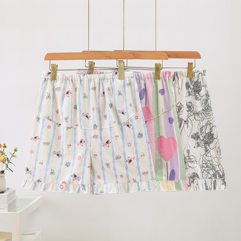 Summer Cloud Cotton Maternity Sleep Pants, Thin Adjustable Shorts, Pre and Postpartum Belly Support, Five-Point Pants, Postpartum Large Size