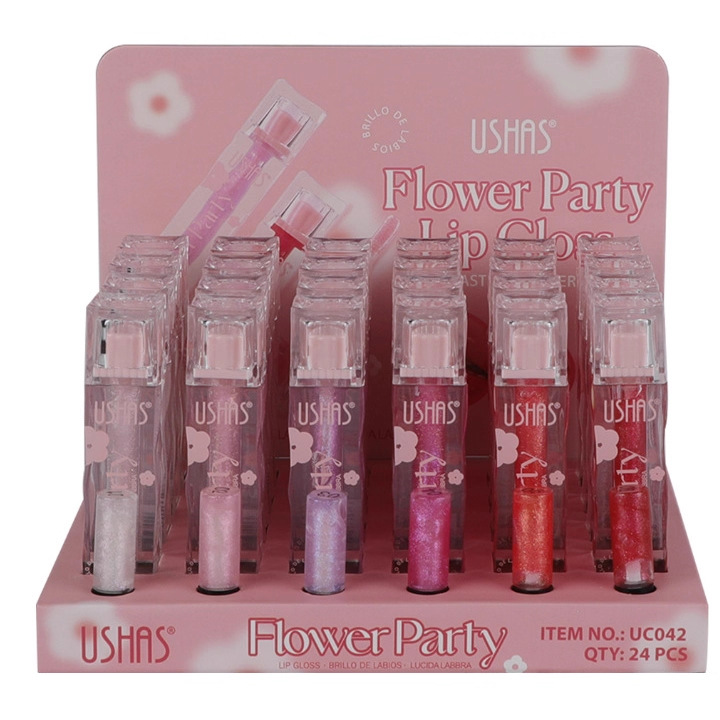 (caja de exhibición) USHAS explotador transfronterizo labios de aumento de la piel, brillo labial hidratante duradero, esmalte labial transparente, caja completa de miel labial